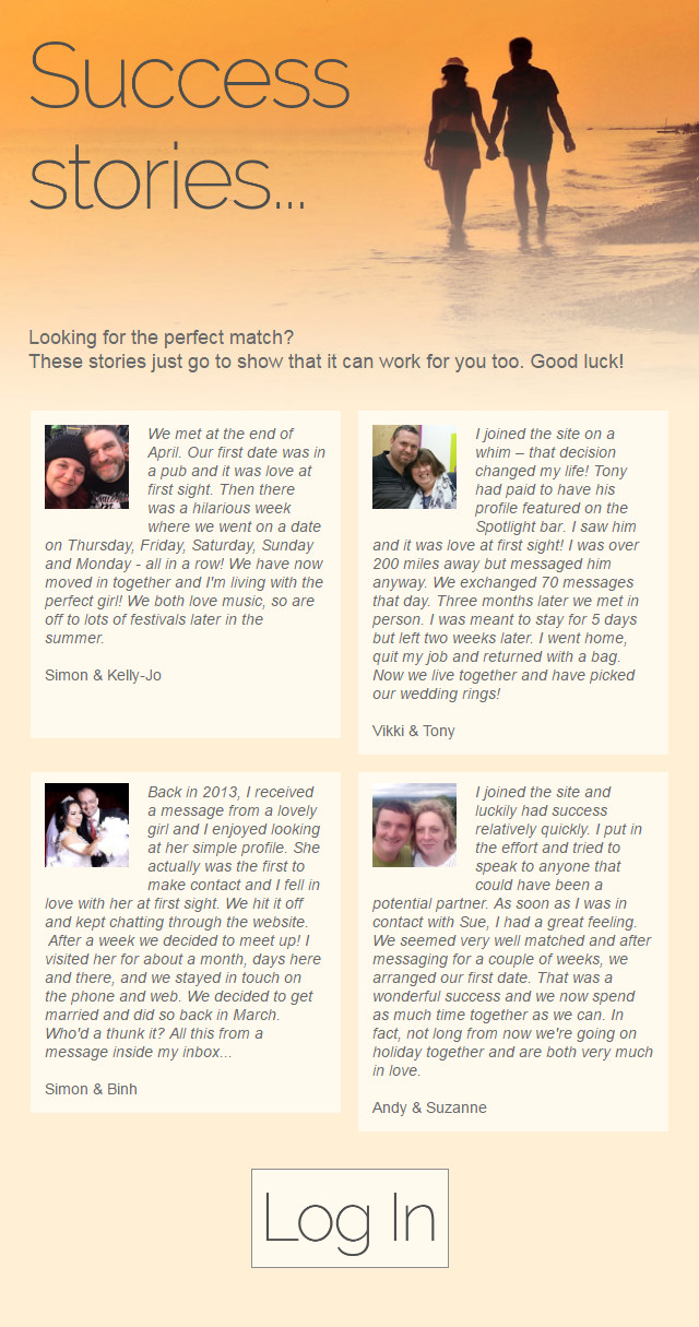 online dating success stories uk Eharmony success stories so many love stories click on a category below and find out how eharmony helped bring them together. online dating success stories uk Eharmony success stories so many love stories click on a category below and find out how eharmony helped bring them together.
